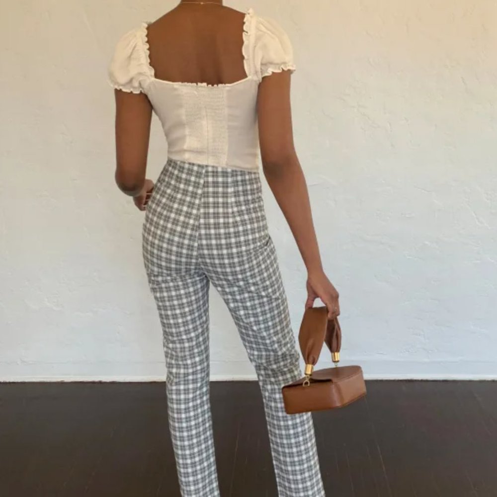 Reformation White Ruffle Sleeve Button-Front Blouse - Picture 7 of 7